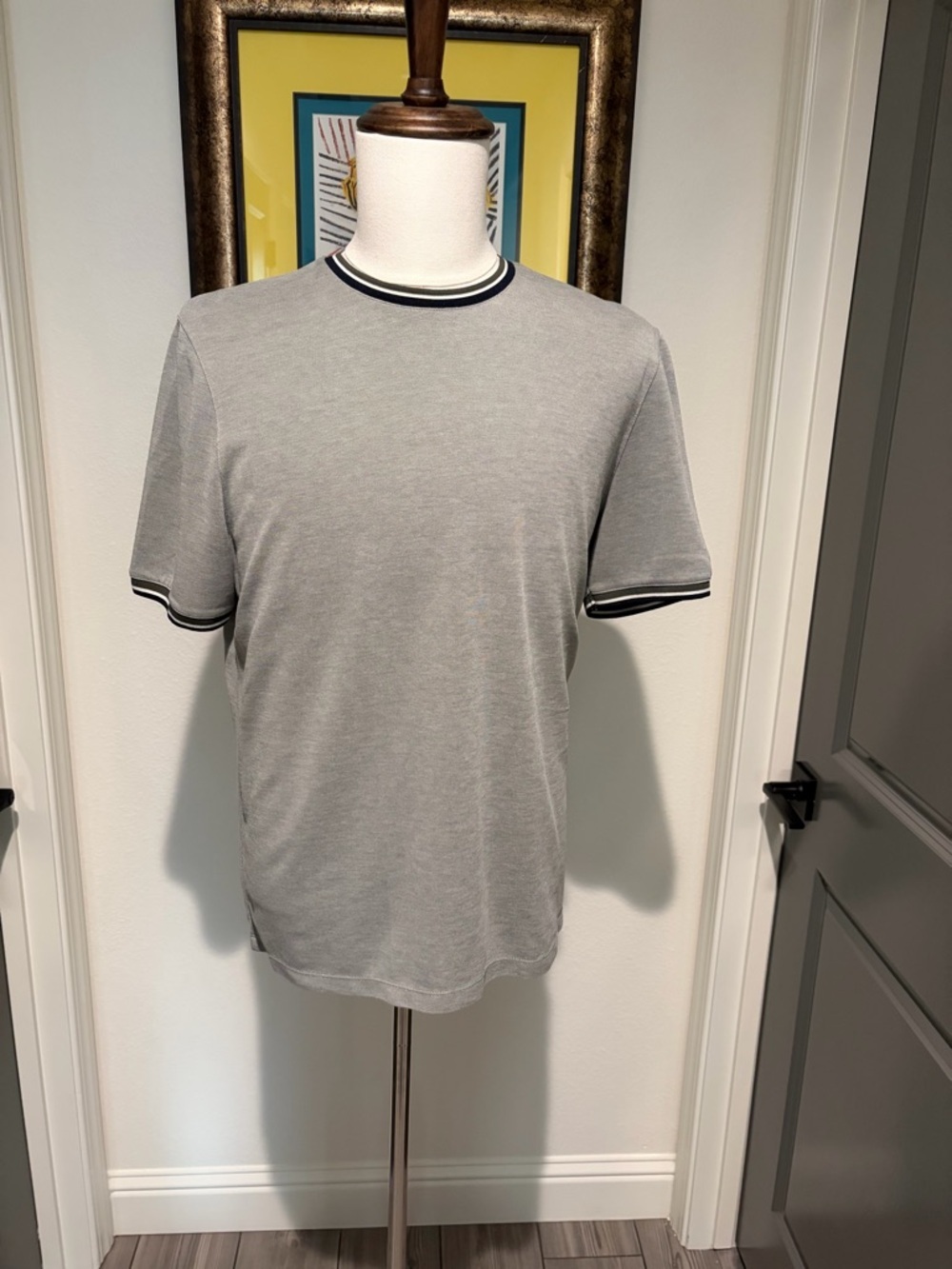 Ted Baker Men's Gray Short Sleeve Crewneck Shirt Tee Size 5 | XL